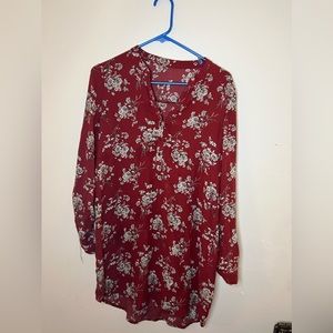 Brick red floral top